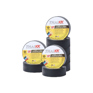 โปรโมชั่น : Thai KK® เทปพันสายไฟ รุ่นมีมอก.12F สีดำ PVC Electrical Tape TIS 19 มม. x 10 เมตร แพ็ค 10 ม้วน