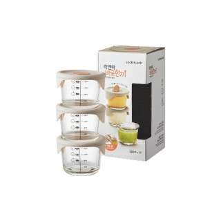 LocknLock กล่องแก้วเก็บอาหารทรงกลมสำหรับเด็ก เซต 3 ชิ้น Baby Food Container ความจุ 230 ml. รุ่น LLG508S3