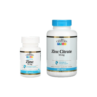 21st Century, Zinc, 50 mg, 110 Tablets ป้องกันสิว ฟื้นฟูสุขภาพผม ผิว เล็บ