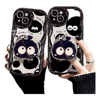 Ready StockOPPO A18 A38 A17 A16 A15 A58 A57 A98 A78 A5S A3S A53 A32 A33 A5 A9 A54 A55 A76 A95 A93 A94 A55 A1 Pro A97 A96 Reno7 6 5 5F 4F Cute Coal Ball Phone Case + Holder Protective Back Cover