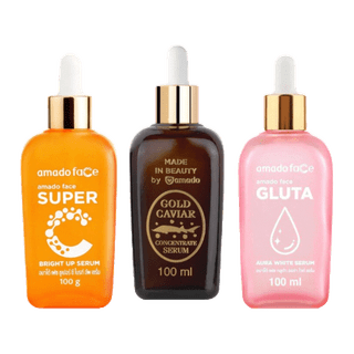 โปรโมชั่น : Amado Face Serum 100 ml. 1 กล่อง โกลด์ คาร์เวียร์  ซุปเปอร์ ซี  กลูต้า ออร่า เซรั่มหน้าใส ผิวชุ่มชื้น ลดเลือนจุดด่