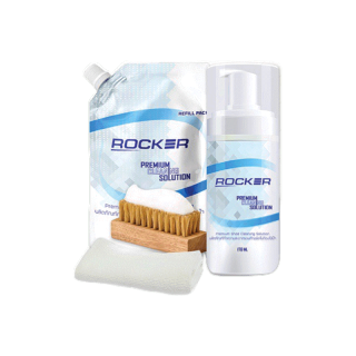 โปรโมชั่น Flash Sale : ROCKER น้ำยาทำความสะอาดรองเท้า Premium สูตรใหม่ ฟรี รีฟิล+แปรง+ผ้าไมโคร ขจัดคราบสกปรก ฝุ่น ไม่ต้องใช้น้ำ ไม่ต้องตากแดด