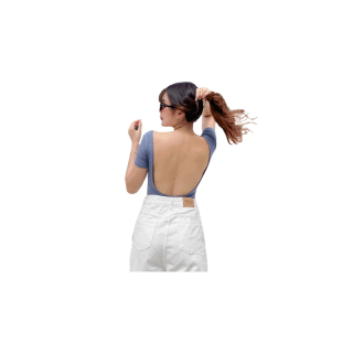 Back Bodysuit บอดี้สูทแขนสั้นเว้าหลัง (1007)