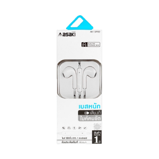 Asaki (อาซากิ) หูฟังเอียร์โฟนสมอลทอล์ค และรีโมทคอนโทรล รุ่น AK-13PRO