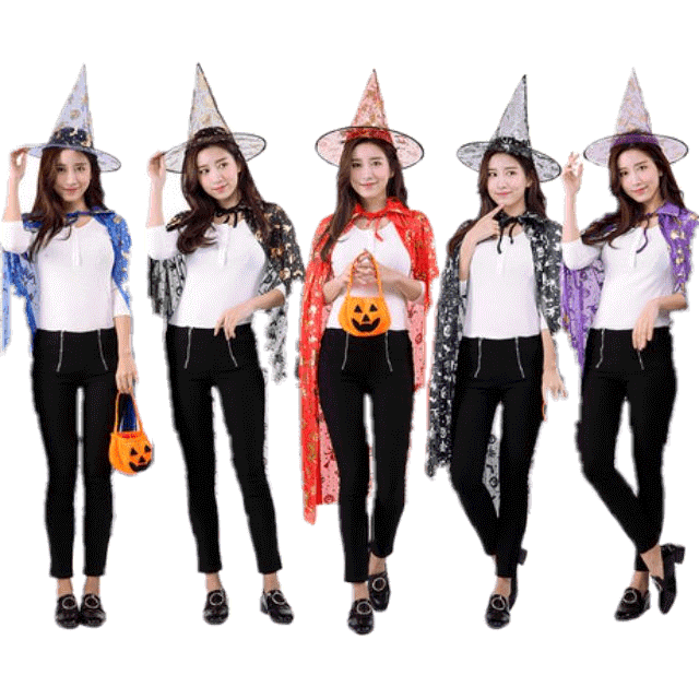 (พร้อมส่ง)ชุดฮาโลวีน ชุดแม่มด เสื้อคลุม+หมวก holloween dress
