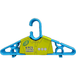 ไม้แขวนเสื้อ แพ็ค 6 สีฟ้าลายโค้งClothes Hangers Pack size of 6 pcs blue Color curve design