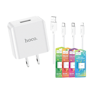 HOCO C106 ชุดหัวชาร์จพร้อมสายชาร์จ จ่ายไฟเต็ม 2.1A /10.5W สำหรับ iOS, Micro, Type-C รองรับทุกอุปกรณ์ หัวชาร์จ hc2 [C22]