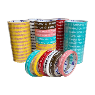 เทปยกโหล 12ม้วน Thank you 15 มม. 45 หลา 6 สี ติดกล่องขนม เบเกอร์รี่ เทป For u OPP tape ปิดกล่อง ติดกล่อง สก็อตเทป