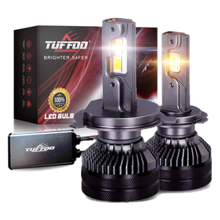 Tuffoo T6C หลอดไฟหน้ารถยนต์ LED 4300K 6000K 120W 25000LM ไม่มีข้อผิดพลาด สีขาว เหลือง สําหรับรถยนต์ H4 H7 H1 H9 H11 HB3 9005 HB4 9006 881 H27 D2H 9012 HIR2 3000K 2 ชิ้น