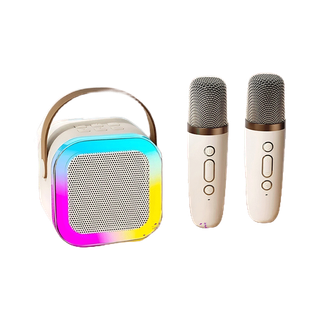 EAKER K12 ลำโพงบลูทูธ ไมโครโฟนคู่ ของแท้ RGB มินิ แบบพกพา ลำโพงคาราโอเกะไร้สายกลางแจ้งขนาดเล็ก,บลูทูธเวอร์ชั่นล่าสุด 5.3