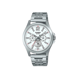CASIO นาฬิกาข้อมือ CASIO รุ่น MTP-E350D-7BVDF วัสดุสเตนเลสสตีล สีขาว