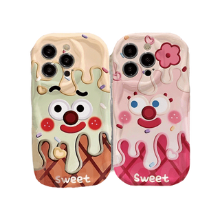 Cartoon Couple OPPO เคส Reno 10 Pro+ 8T 8 5G 7Z 8Z 7 6 6Z 5Z 5F 5Lite 5 6Lite 4 A94 A93 A78 A77 A17 A17K A16 A16K A16S A16E A74 A95 A55 A54 A15 A15S A52 A72 A92 A53 A33 2020 A31 Cream Edge Cute Fine Hole Ice Cream Airbag Shockproof Soft Phone Case NY 05