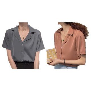 unisex🇰🇷เสื้อเชิ้ตแขนสั้นสไตล์เกาหลี 14 สี(ชาย-หญิงใส่ได้) ผ้าเย็นไม่ร้อนใส่สบาย oversize M-2XL
