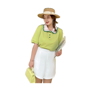 CiCi Plus+(A1149) Knit Shirt Oversize✨ เสื้อไหมพรมคอปกแขนสั้น ทรงโอเวอร์ไซส์ สาวอวบพลัสไซส์ใส่ได้
