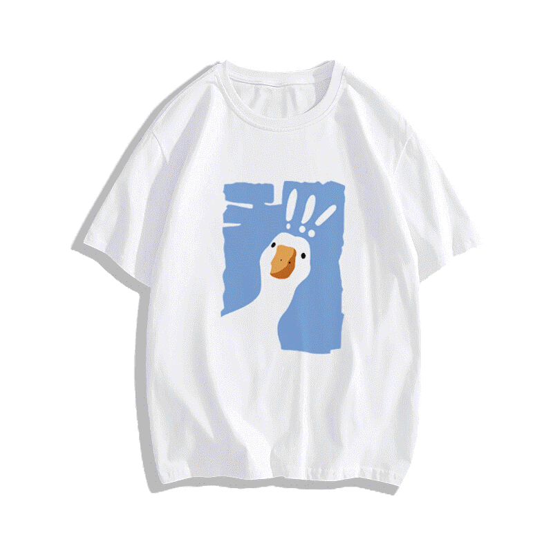 SELVZE （พร้อมส่งจากกทม มาถึงใน 2วัน）print T-shirt，เป็ดการ์ตูนน่ารักเรียบง่ายพิมพ์เสื้อยืดแขนสั้น T0085