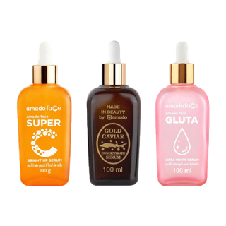 โปรโมชั่น : Amado Face Serum 100 ml. 1 กล่อง โกลด์ คาร์เวียร์  ซุปเปอร์ ซี  กลูต้า ออร่า เซรั่มหน้าใส ผิวชุ่มชื้น ลดเลือนจุดด่