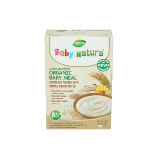 Baby Natura อาหารเสริมสำหรับเด็ก รสควีนัวและข้าวโอ๊ต สูตรสำหรับเด็กอายุ 8 เดือนขึ้นไป