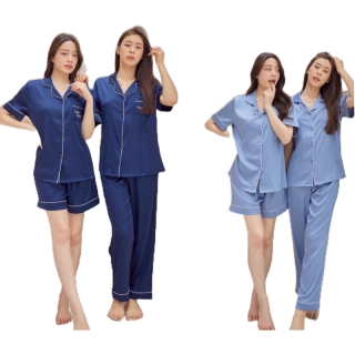 ชุดนอน Muslin pajamas [ โค้ด MUSAUG130 ลด 130 ฿] ชุดนอนSilk Satin( รุ่น N1161,L1161,T1161,N1164,L1164,T1164 )