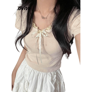 Lovito เสื้อยืดผู้หญิง เชือกรูด สีพื้น สไตล์ลำลอง LNA27322 (สีชมพู)
