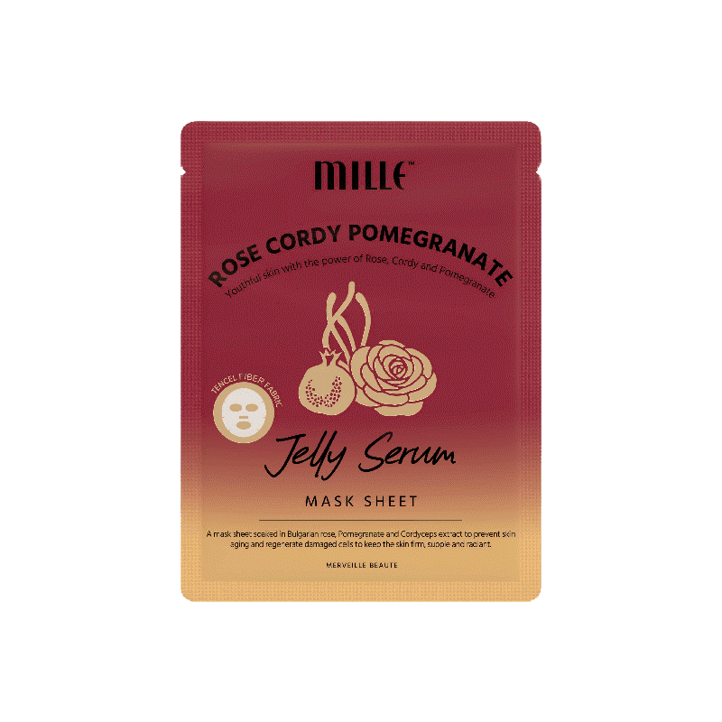 มาส์กเจลลี่น้ำโสมกุหลาบถั่งเช่า Rose Cordy Pomegranate Jelly Serum Mask Sheet