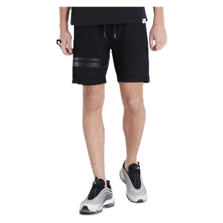 DAVIE JONES กางเกงขาสั้น ผู้ชาย เอวยางยืด สีดำ คาดหนัง SH0026 BK Elasticated Shorts in black