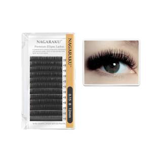 NAGARAKU Matte สีสีเทาขนตาปลอม Ellipse Eyelash Extensions Premium Mink Flat Lashes แยกเคล็ดลับ Ellipse Eyelashes