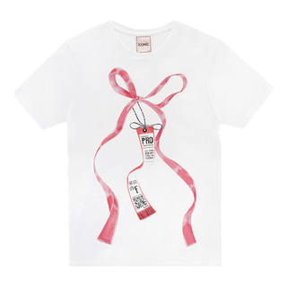 iCONiC RIBBON T_SHIRT #3474 เสื้อยืดพิมพ์ ลายริบบิ้น และ ตั๋วสีชมพู