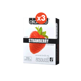 [โค้ด HYS04 ลด 30.-] Okamoto Strawberry ถุงยางอนามัยโอกาโมโต สตรอเบอร์รี่ x3