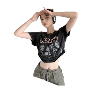 Crystal เสื้อครอป เสื้อแฟชั่นผู้หญิง y2k สีพื้น สําหรับผู้หญิง ใส่ไปคลับ ปาร์ตี้ 121405