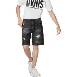 DAVIE JONES กางเกงขาสั้น ผู้ชาย เอวยางยืด สีดำ สีกรม Elasticated Shorts in black navy SH0003 BK NV