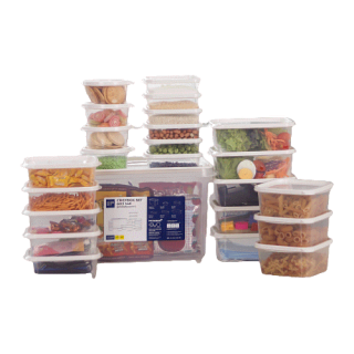 Micronware ชุดกล่องใส่อาหารสุดคุ้ม Chef Box สีมินิมอล รวม 48 ชิ้น (24 กล่อง) รุ่น 6613-S48 มี BPA Free เข้าไมโครเวฟได้