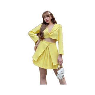 FLAT2112 FF0313 : MR.VINCENT BLAZER & SKIRT SET ชุดเซ็ต สูทครอปแขนยาว และกระโปรง