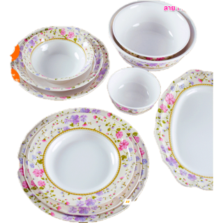 จานชามเมลามีน ลาย ฟลอร่า ริม (Flora Rim) แบรนด์ Srithai Superware ศรีไทยซุปเปอร์แวร์ จานร้านอาหาร