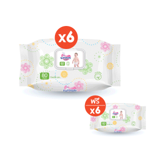โปรโมชั่น : 6 แถม 6 Eurosoft Baby Wipes ผ้าเช็ดทำความสะอาดสำหรับเด็ก ทิชชู่เปียกสำหรับเด็ก สูตรอ่อนโยน