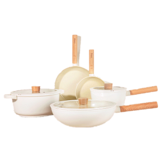 INSSA ชุดกระทะ 18/24CM กระทะ /28CM wok /24CM หม้อซุป /18CM หม้อนม 5PCS Set ZHGUOJBD