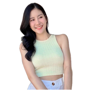mayylody เสื้อกล้าม แขนกุดคอกลม งานผ้าอัดยับลายขนแกะ ผ้ายืดหยุ่นใส่สบาย🧡 เสื้อครอปท็อป ครอป กล้าม สายฝอ