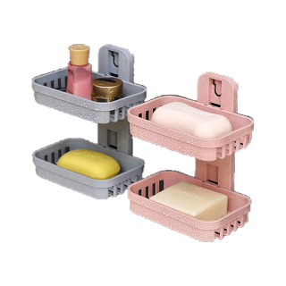ที่วางสบู่ 2 ชั้น ติดผนัง กล่องสบู่ ชั้นวางของแบบติดผนัง Soap Box