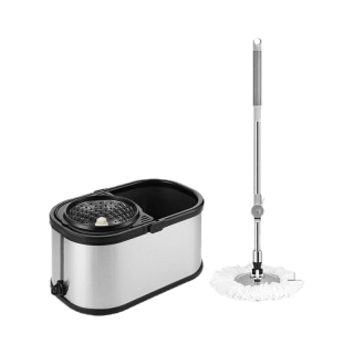 ไม้ถูพื้น ใหม่!! ชุดถังปั่นสแตนเลส พร้อมผ้าม็อบ 2 ผืน Spin Mop Premium Pro2 in 1 ไม้ถูพื้น ไม้ม็อบ ชุดถังปั่น ถังถูพื้น