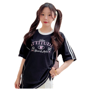 (ลด 50% ในvideo และ Live) เสื้อยืด ผ้าคอตตอน เสื้อโอเวอร์ไซส์ 𝑩𝒍𝒂𝒄𝒌 𝒘𝒉𝒊𝒕𝒆 𝒔𝒑𝒐𝒓𝒕𝒚 𝒄𝒐𝒍𝒍𝒆𝒄𝒕𝒊𝒐𝒏 - Sporty Oversize อก 44 