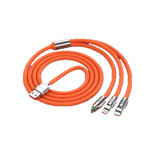 สายชาร์จเร็ว 3 IN 1 รองรับหลายระบบ สูงสุด 120W สายยาว 1.2m พร้อมไฟ หลายสี โอนถ่ายข้อมูลได้ Type C,iP,Micro USB