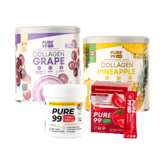Pure99 Vitamin C x Lycopene x Collagen Peptide (Grape or Pineapple Flavor) แถมวิตซี 1 กระปุก