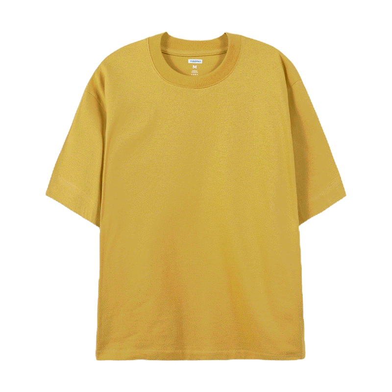 Yuedpao Oversized Timeless ผ้าหนายับยากรีดง่าย เสื้อยืดทรงหลวม ดีไซน์คลาสสิค เสื้อยืดเปล่า โอเวอร์ไซส์ สี Mustard