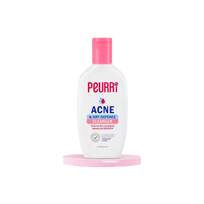 PEURRi Acne & Dry Defence Cleanser 100ml. ฝาชมพู สูตรผิวแห้ง ผิวบอบบาง