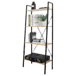 [คืน20% 20CCB425] HomeHero ชั้นวางของไม้ โครงเหล็ก 4 ชั้น 60x32.5x148cm ชั้นวางหนังสือไม้ ชั้นวาง