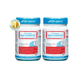 [Online Exclusive] Life Space B420 Probiotic 40Caps แพคคู่ ไลฟ์สเปซ ช่วยเสริมการทำงานระบบย่อยอาหารและระบบเผาผลาญ