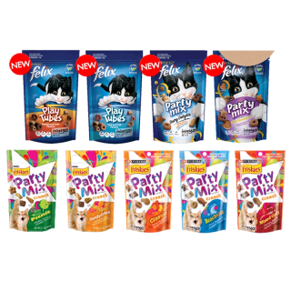 ขนมแมว Friskies Party Mix และ Felix Play ฟริสกี้ส์ ปาร์ตี้ มิกซ์ 50 - 60 กรัม