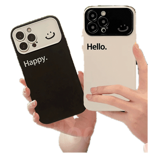 เคส Xiaomi Mi 13T POCO F5 X5 5G Pro X3 GT NFC M3 M4 C51 11 Lite 10T 10 New Large window Straight edge Fine Hole Anti-fall Soft Phone Case Cute Hello Happy Smile Simple Black White Back Cover DSC 01