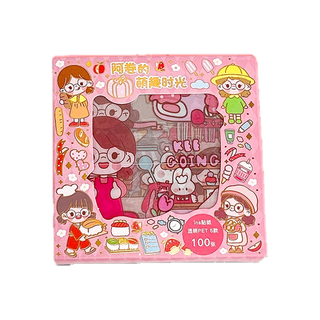 โปรโมชั่น : พร้อมส่ง❗❗ สติ๊กเกอร์ 100แผ่น พร้อมกล่อง 🧡 Sticker PVC น่ารักกันน้ำ ตกแต่ง ไดอารี่ สติ๊กเกอร์ไดคัท ลายน่ารัก 🧡B-066