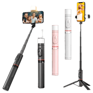 มีของพร้อมส่ง！ม้เซลฟี่มาใหม่ล่าสุด Q12sไม้เซลฟี่มีไฟไม้เซลฟี่ขาตั้งโทรศัพท์มุนได้ 360 °พร้อมรีโมทบลูทูธ ไฟ LED รุ่น Q12s