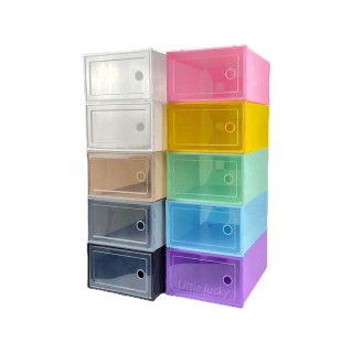 โปรโมชั่น : กล่องรองเท้ารุ่นใหม่ Rackshoe box กล่องใส่รองเท้าฝา เปิด-ปิด แบบใหม่ ไซส์ L กล่องเก็บของอเนกประสงค์